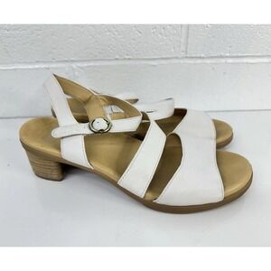 Dansko Tansy White Cutout Leather Block Heel Sandals / Women's 41 US 10